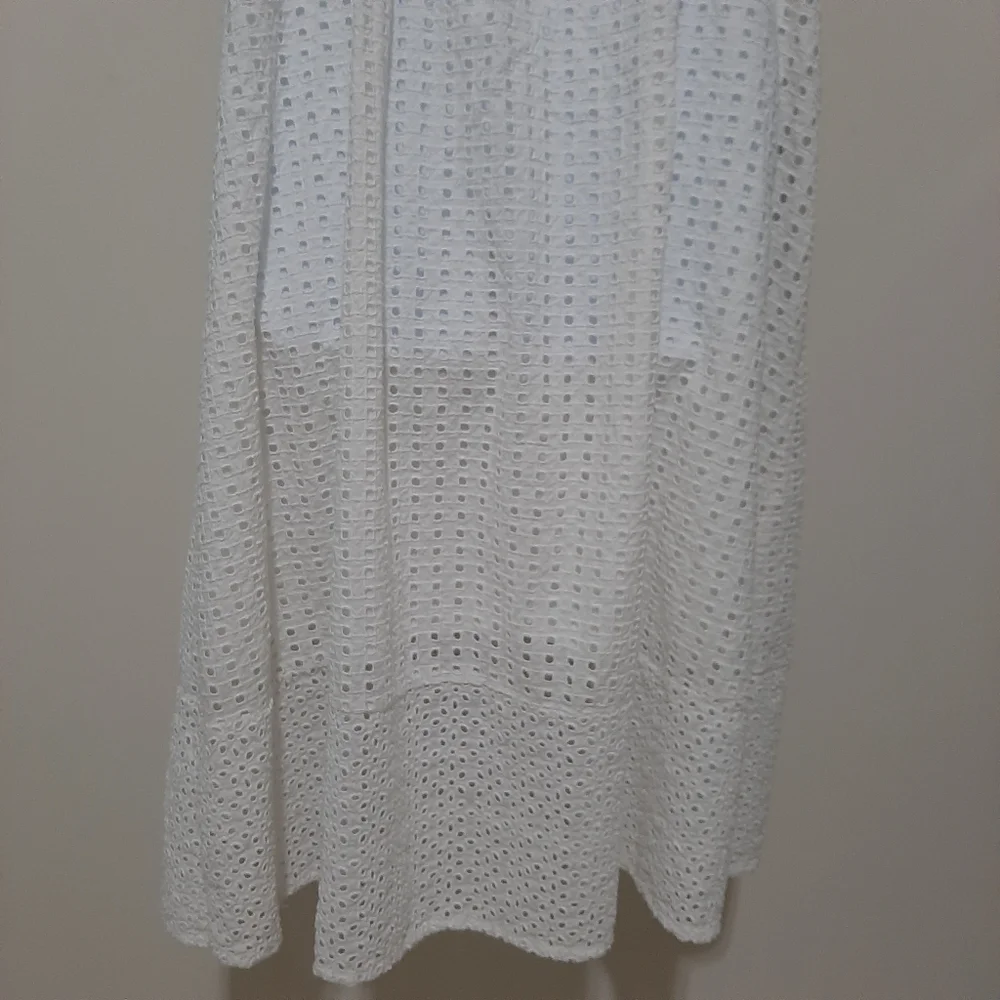 J. Crew White Cotton Coletta Button Front Eyelet Dress Size 14